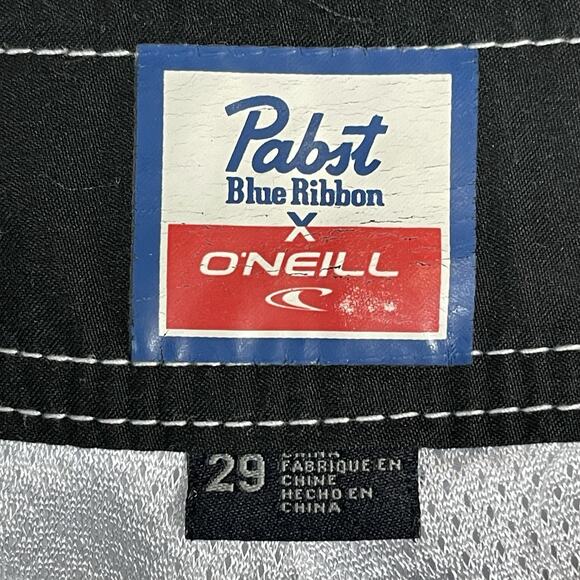 O'neill x Pabst Blue Ribbon Swim Trunk Mens 29‎ White Drawstring Waist Pockets - Picture 4 of 15